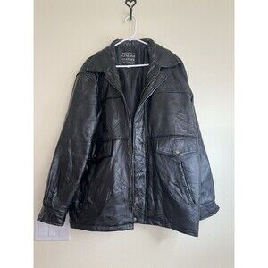 Maxam Brand Leather Moto Jacket Mens XL Black Lambskin Patchwork Stitching‎ Y2K